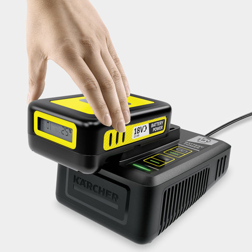 Стартер комплект Karcher Battery Power 18/25 - <h3>Инновационная технология Real Time</h3>
ЖК-дисплей постоянно отображает состояние заряда, время до окончания процесса заряда или запас времени работы.